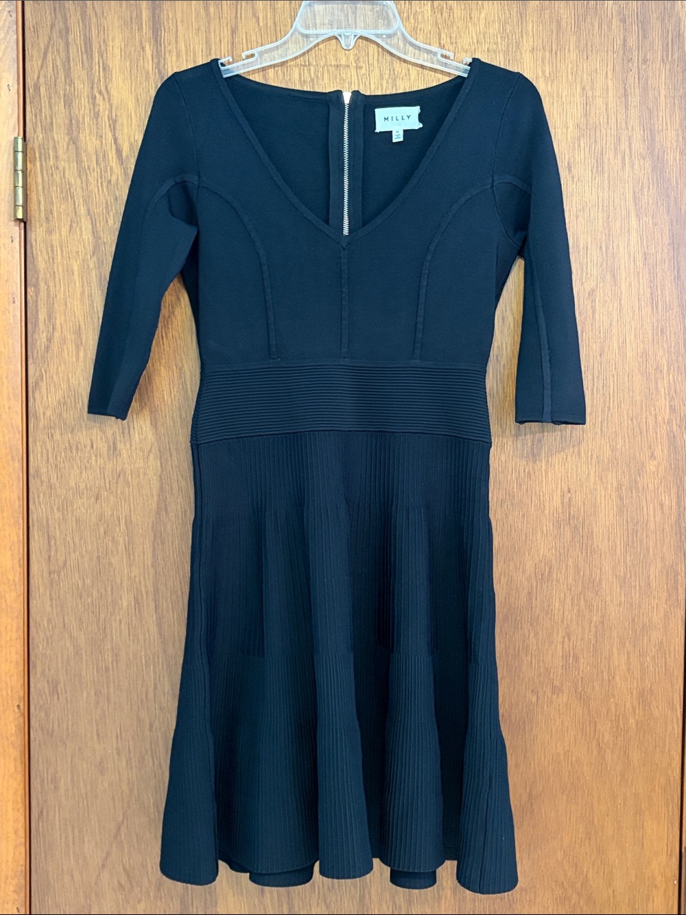 Milly Dress Textured Ribbed Fit & Flare Dress Size M
